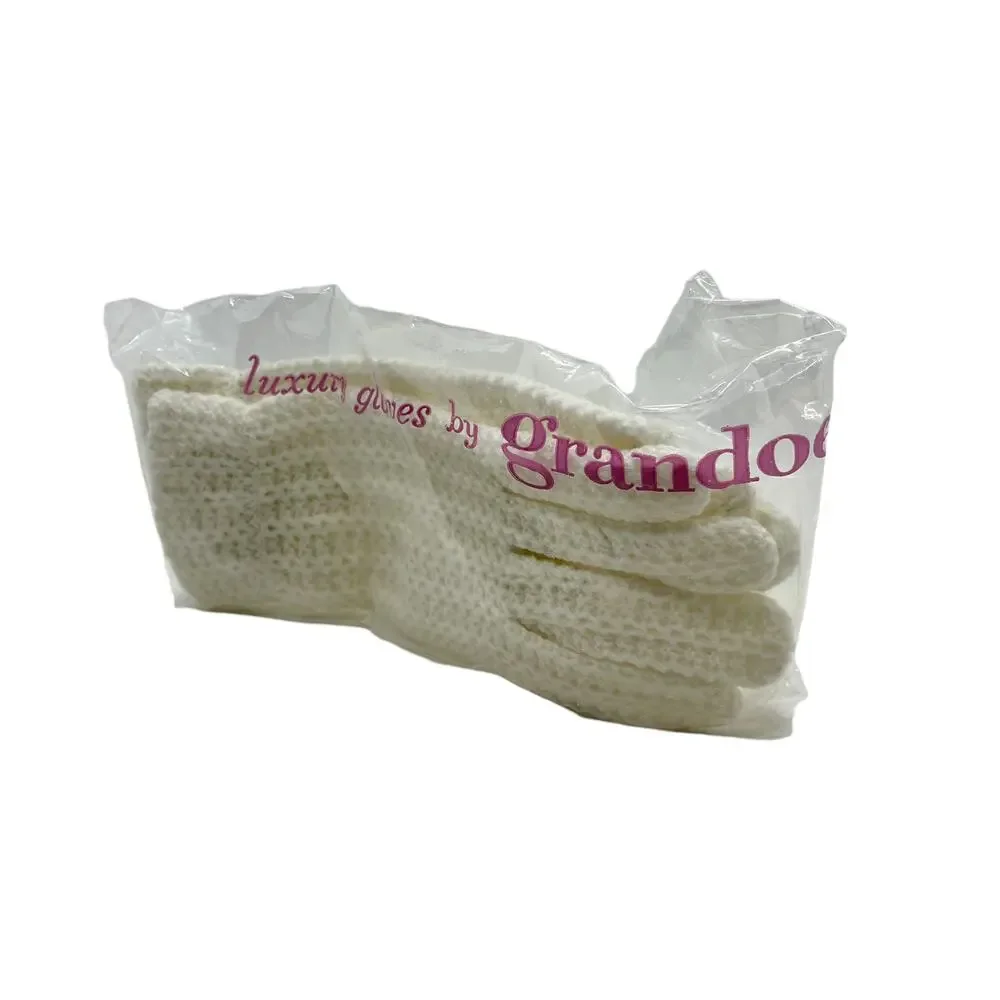 Sweater Knit Gloves by Grandoe Creamy White 1960s In Package Women's Winter